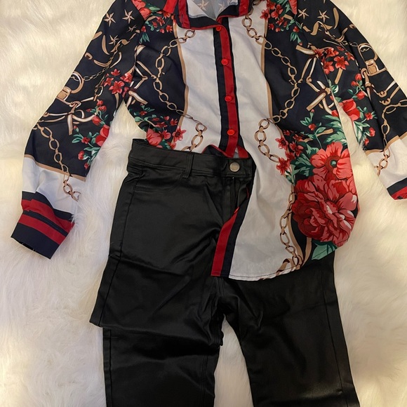 Set top and leather stretchy down - Picture 2 of 3